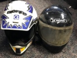 Two motorcycle helmets