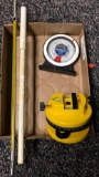 Group of Fisher thermometers, one laser level holder and magnetic polycast protractor