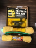 Group of microfiber towels and flush and fill kit