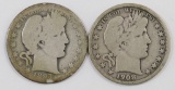 Lot of (2) Barber Half Dollars,