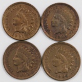 Lot of (4) Indian Head Cents.