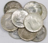 Lot of (10) 1964 Kennedy Half Dollars.