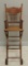 Antique Oak High Chair with Caned Seat and Wheels