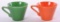 Group of 2 Vintage Fiesta Harlequin Tea Cups : Tangerine and Green