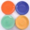 Group of 4 Vintage Fiesta Salad Plates : Blue, Light Green, Yellow, and Tangerine