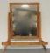 Antique Quarter Sawn Oak and Beveled Glass Vanity Mirror