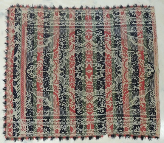Antique Hand Woven Coverlet with Eagle Design