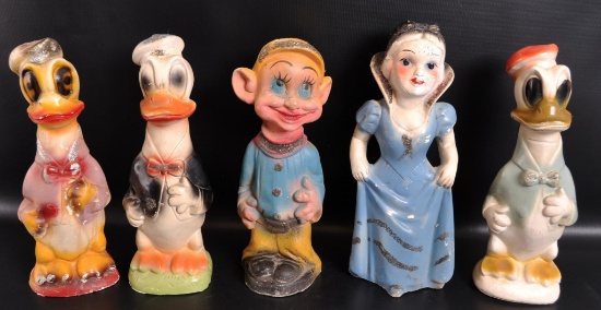 Group of 5 Vintage Disney Character Carnival Chalk Statues