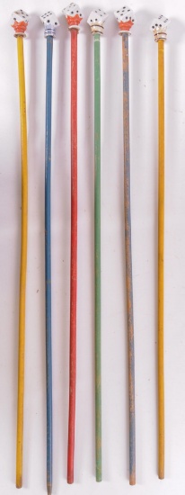 Group of 6 Antique Dice Handle Carnival Canes