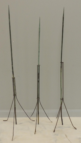 Group of 3 Antique Copper Lightening Rods