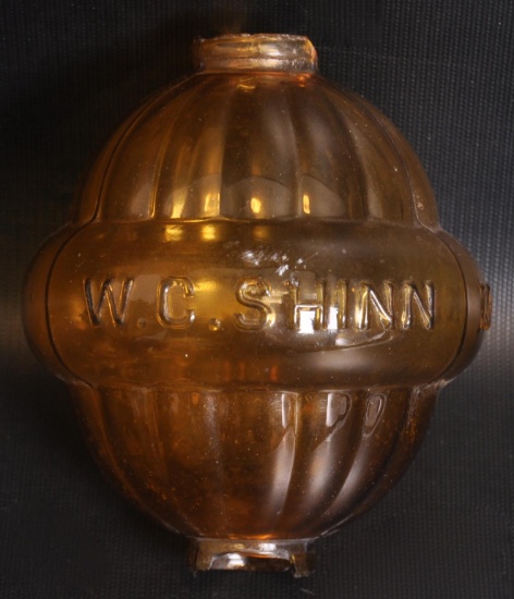 Antique WM. Shinn Amber Glass Lightening Rod Globe