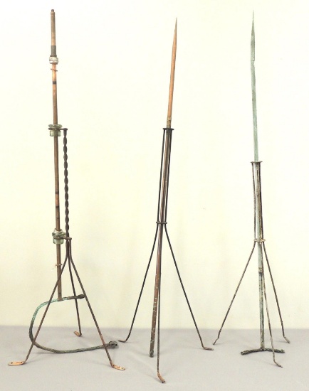 Group of 3 Antique Copper Lightening Rods