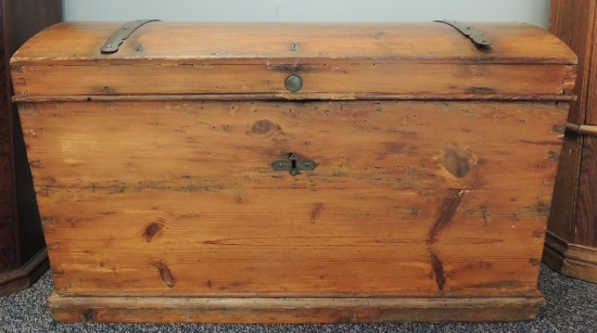 Antique Dome Top Cedar Chest with Cast Iron Handles