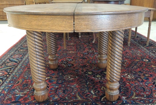 Antique Oak Kitchen Table with Turned Legs