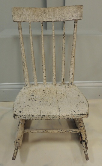 Antique Painted Wood Child's Rocking Chair