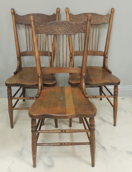 Group of 3 Antique Ash Chairs