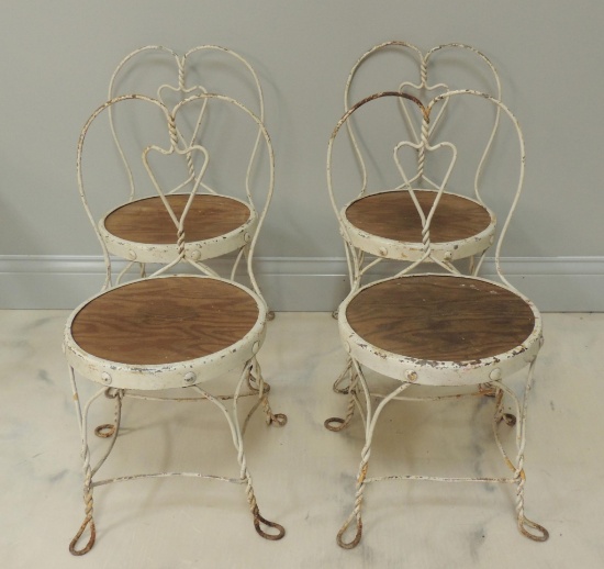 Set of 4 Antique Child's Ice Cream Chairs