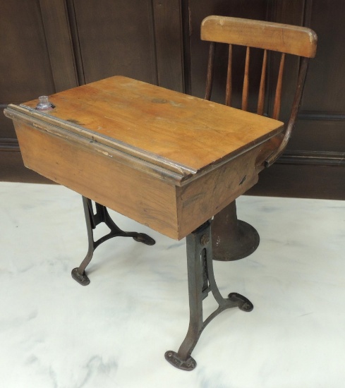Antique Kenny Bros. & Wolkins Adjustable School Desk and Chair