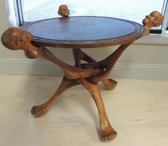 African Tribal Carved Occasional Table