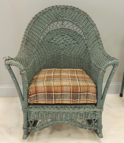 Antique Painted Wicker Rocking Chair