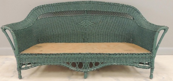 Antique Painted Wicker Couch