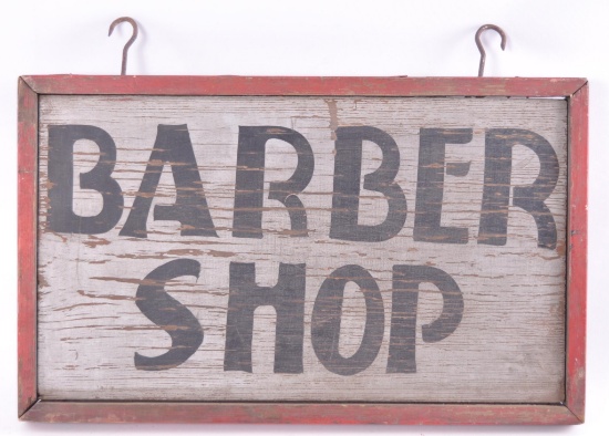 Vintage "Barber Shop" Double Sided Wood Sign