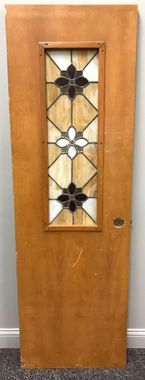 Vintage Wood and Stained Leaded Glass Door