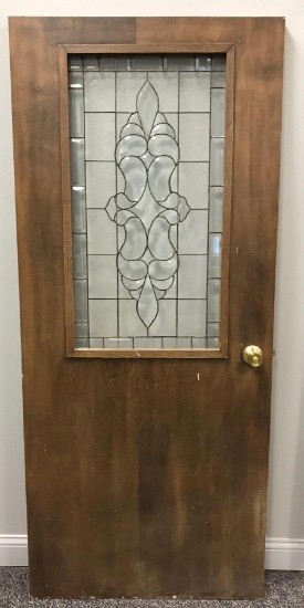 Vintage Wood and Leaded Glass Door