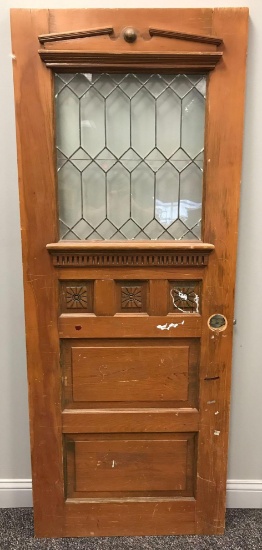 Vintage Wood and Leaded Glass Door