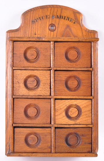 Antique Oak Wall Hanging Spice Cabinet