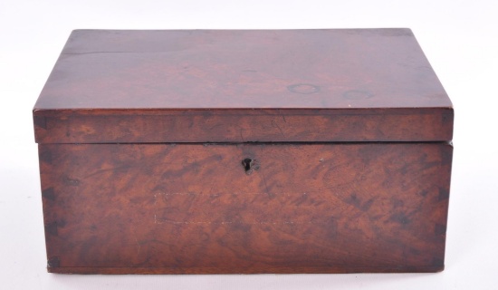 Antique Burled Walnut Box with Dovetail Joinery