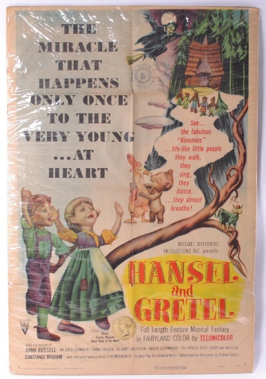 Vintage 1954 Hansel and Gretel RKO Radio Pictures Movie Poster