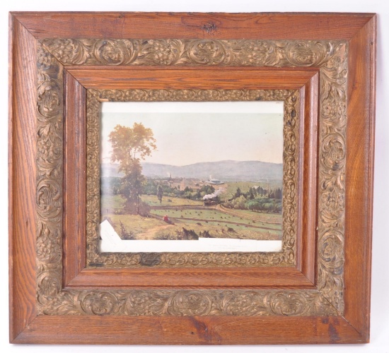 Antique Victorian Oak and Gilded Frame with "The Lackawanna Valley Print