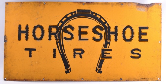 Vintage "Horseshoe Tires" Advertising Porcelain Sign