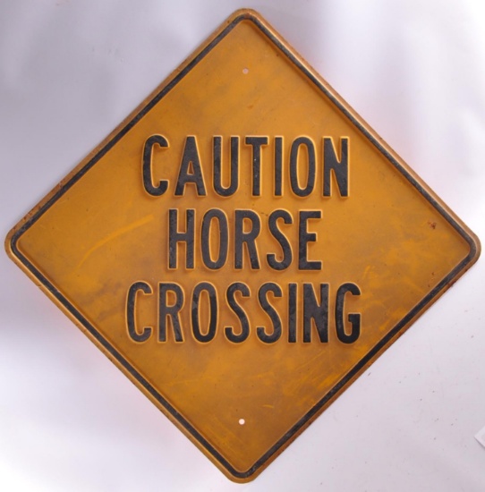 "Caution Horse Crossing" Metal Road Sign