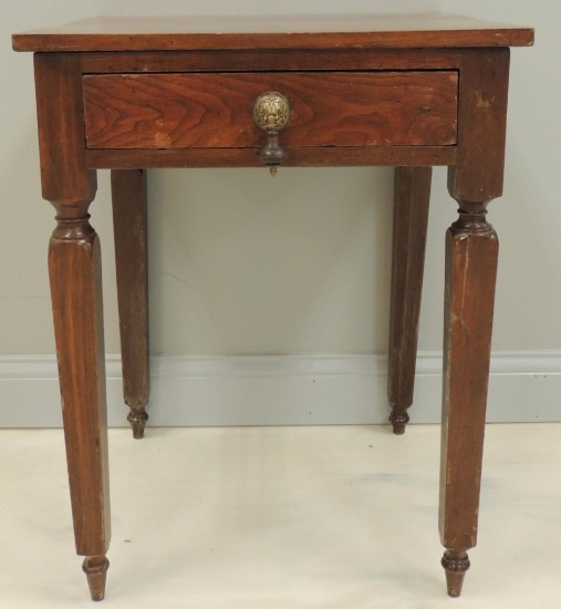 Antique Walnut Single Drawer Side Table Tear Drop Pull