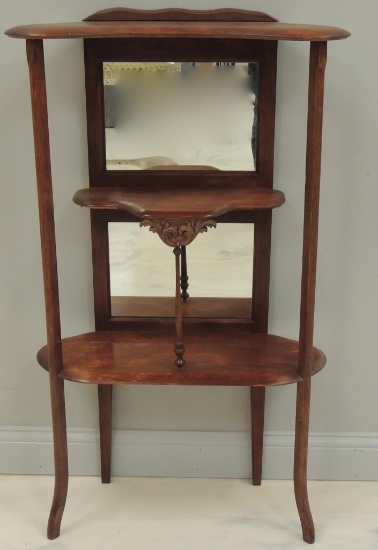 Antique Wood Shelf with Mirrors