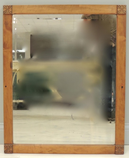 Antique Beveled Glass Mirror with Pine Frame