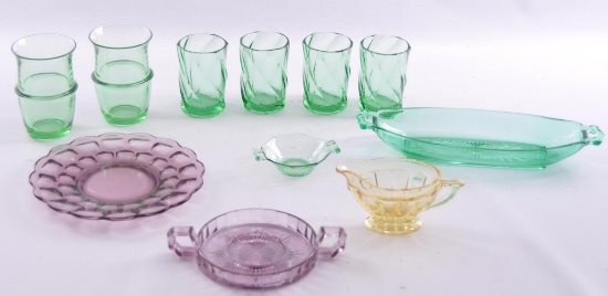 Group of 11 Heisey Colored Glass Items