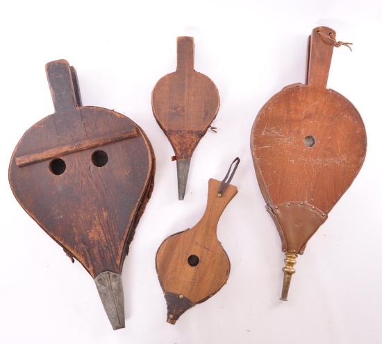 Group of 4 Vintage Fireplace Bellows