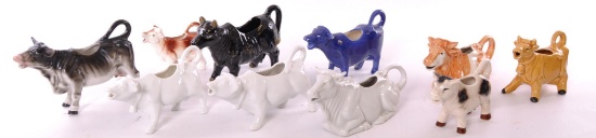Group of 10 Vintage Porcelain Cow Creamers