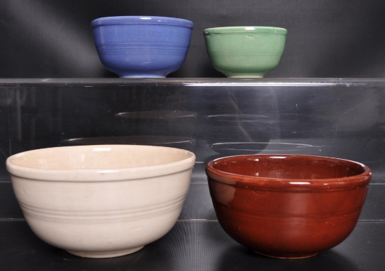 Set of 4 Vintage Multi Colored Nesting Stoneware Bowls