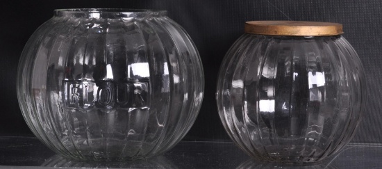 Group of 2 Antique Glass Pantry Storage Jars
