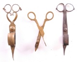 Group of 3 Antique Candle Wick Snuffers and Trimmers