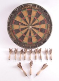 Vintage Hammer Head Bristle Dartboard with Darts