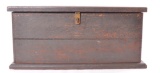 Antique Wood Tool Box with Mortise and Tenon Joinery and Cast Iron Handles