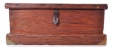 Antique Pine Tool Box with Brass Accents