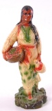 Vintage Native American Women Carrying Child Carnival Chalk Statue