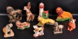 Group of 10 Vintage Carnival Chalk Statues