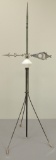 Antique Copper Lightening Rod with Weathervane and Milk Glass Globe